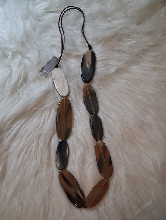J. Jill Jewelry - NWT J. Jill Brown and White Oval Corded Necklace